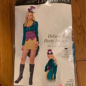 Leg Avenue Tea Party Hostess Mad Hatter Costume. Missing Hat Size L 4 Piece